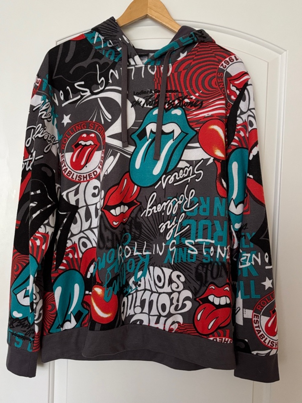 The Rolling Stones Graffiti Allover Print Hoodie Women’s L 2023 EUC